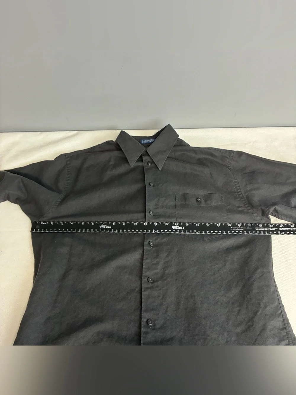 Stafford Relaxed Fit Mens Sz 16 Short Sleeve Shirt Black Button Up Casual Y2k